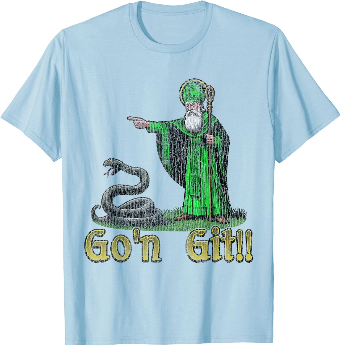 Distressed Go'n Git Funny St Patricks Day Snake T-Shirt - T-Shirt | Light Blue