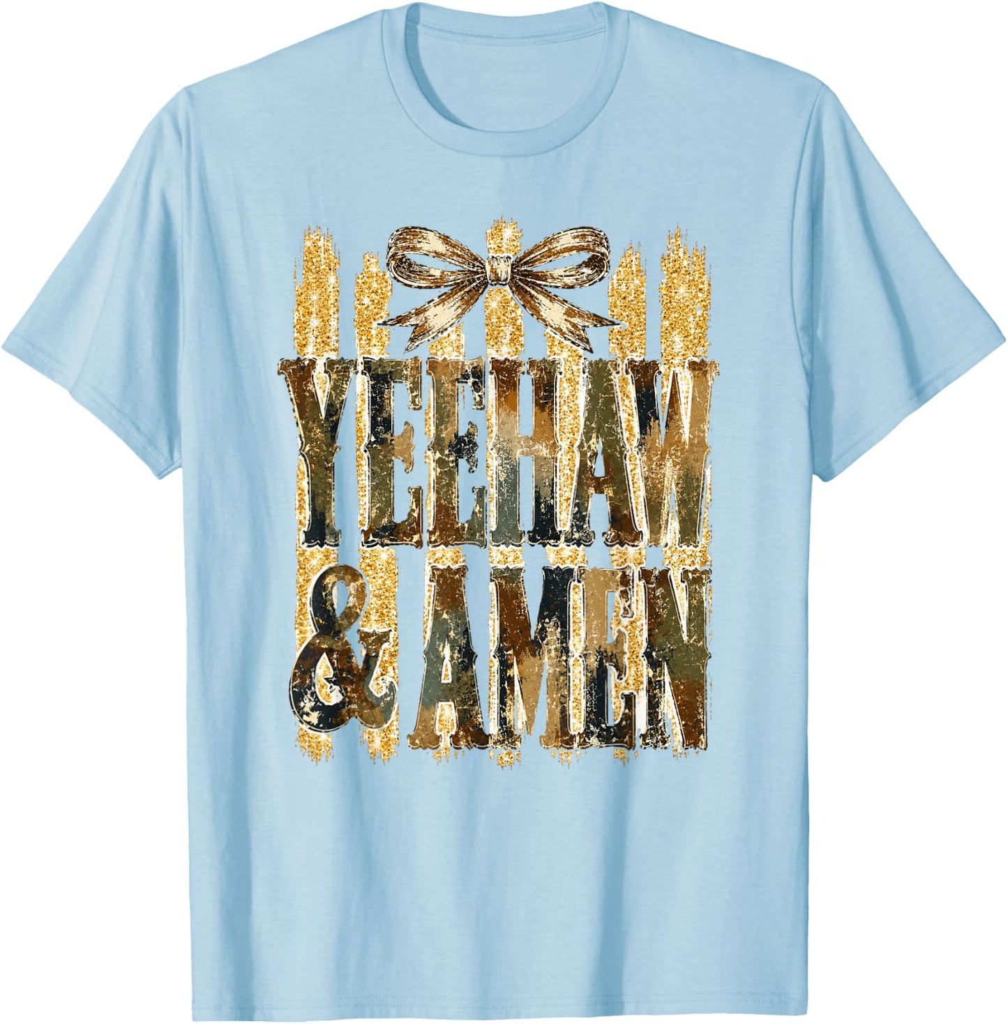 Yeehaw and Amen Country Faith Western Christian T-Shirt - T-Shirt | Light Blue