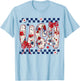 Cute USA Bow Floral Coquette 4th of July Girls T-Shirt - T-Shirt | Light Blue