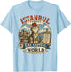 Istanbul, Turkey - Cat Capital - Vintage Logo Graphic T-Shirt - T-Shirt | Light Blue
