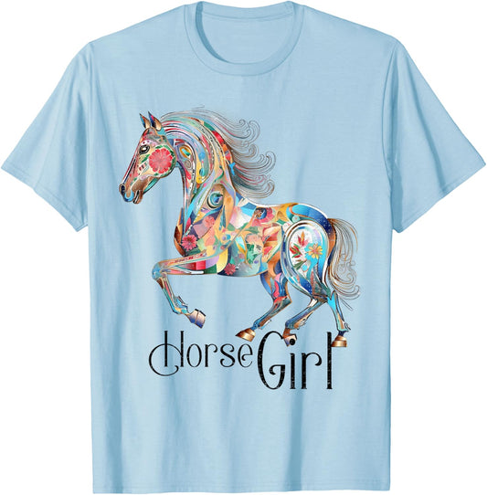 Horse Girl - Just A Girl Who Loves Horses, Horseback Riding T-Shirt - T-Shirt | Light Blue