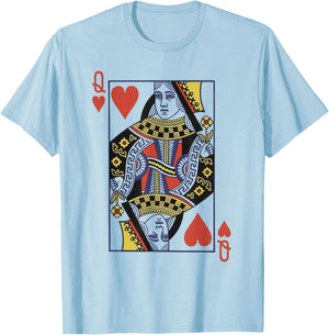 Queen Of Hearts Valentines Day Cool V-Day Couple Matching T-Shirt - T-Shirt | Light Blue