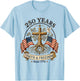 Two Flags Cross Tree 250 Years Faith and Freedom 1776-2026 T-Shirt - T-Shirt | Light Blue