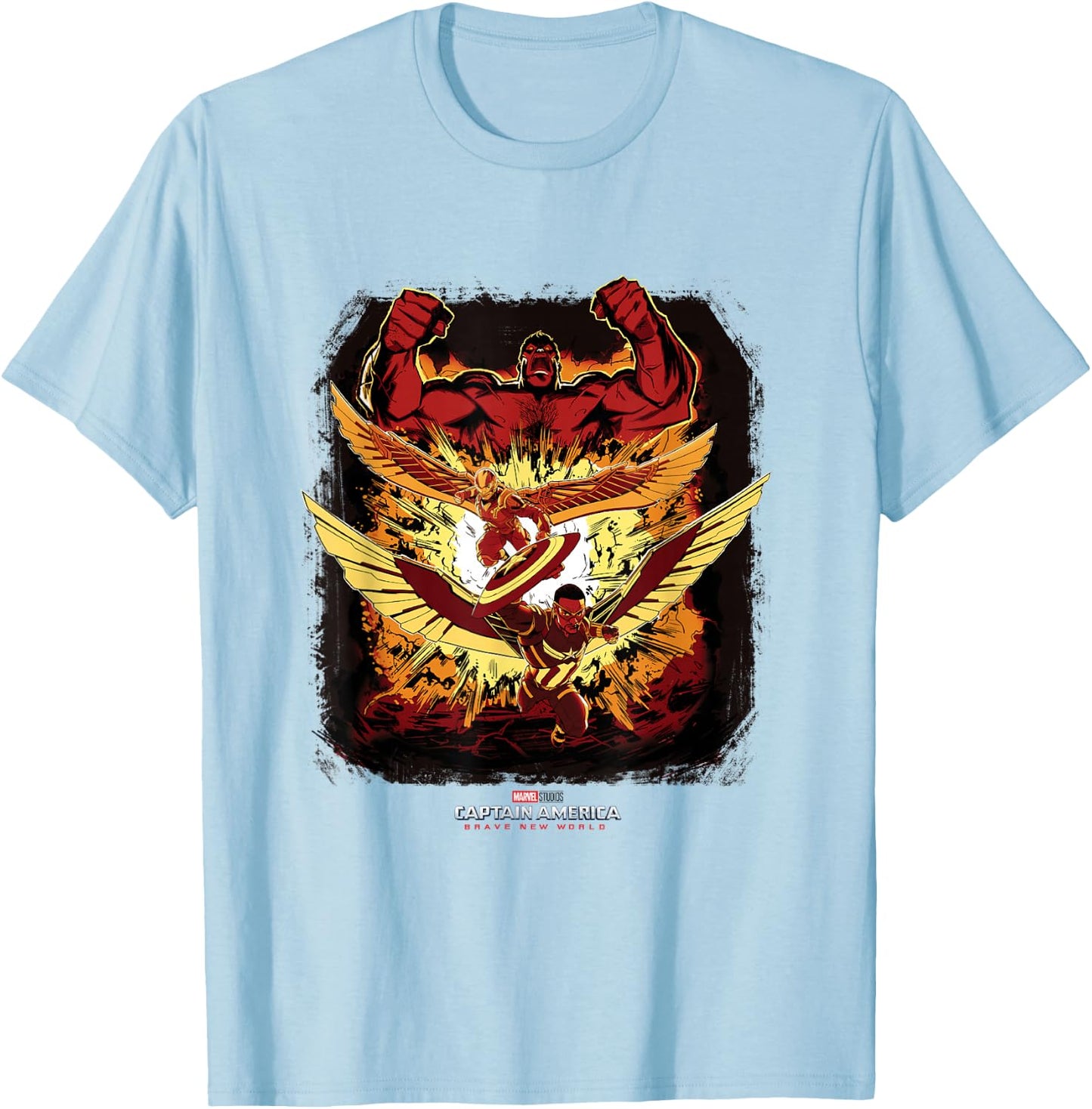 Marvel Captain America: Brave New World Heroes VS Red Hulk T-Shirt - T-Shirt | Light Blue