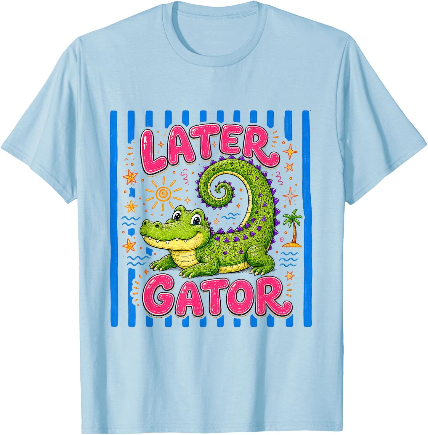 Cute See You Later Gator Crocodile Graphic Boy Girl Toddler T-Shirt - T-Shirt | Light Blue