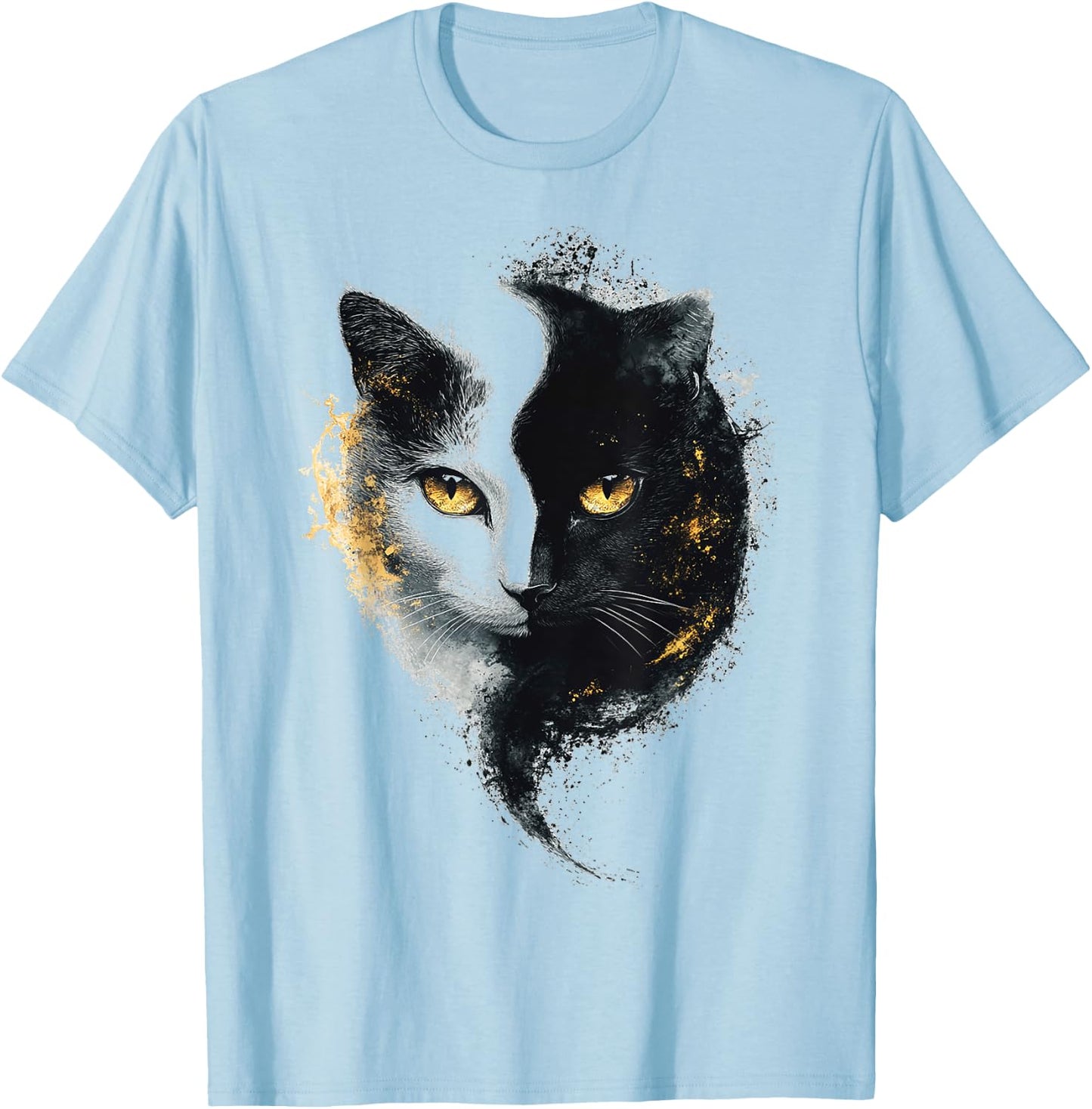Chat Abstrait Portrait Animal Lover Illustration Graphique Chat T-Shirt - T-Shirt | Light Blue