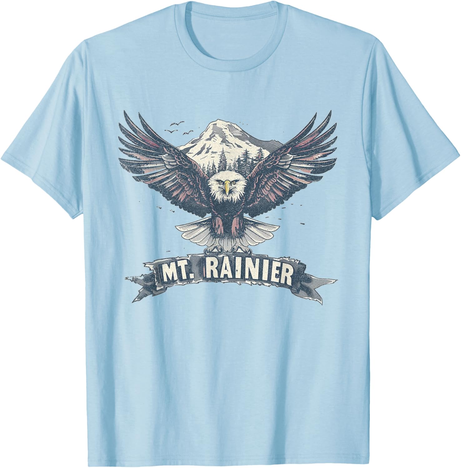 Mount Rainier - US National Park Vintage Men Women Retro T-Shirt - T-Shirt | Light Blue