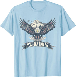 Mount Rainier - US National Park Vintage Men Women Retro T-Shirt - T-Shirt | Light Blue