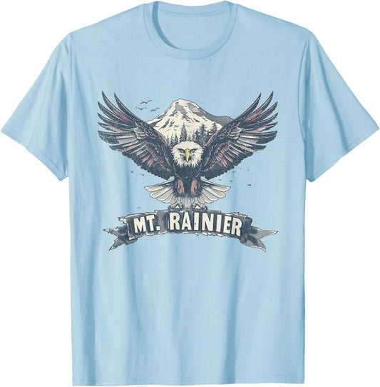 Mount Rainier - US National Park Vintage Men Women Retro T-Shirt - T-Shirt | Light Blue