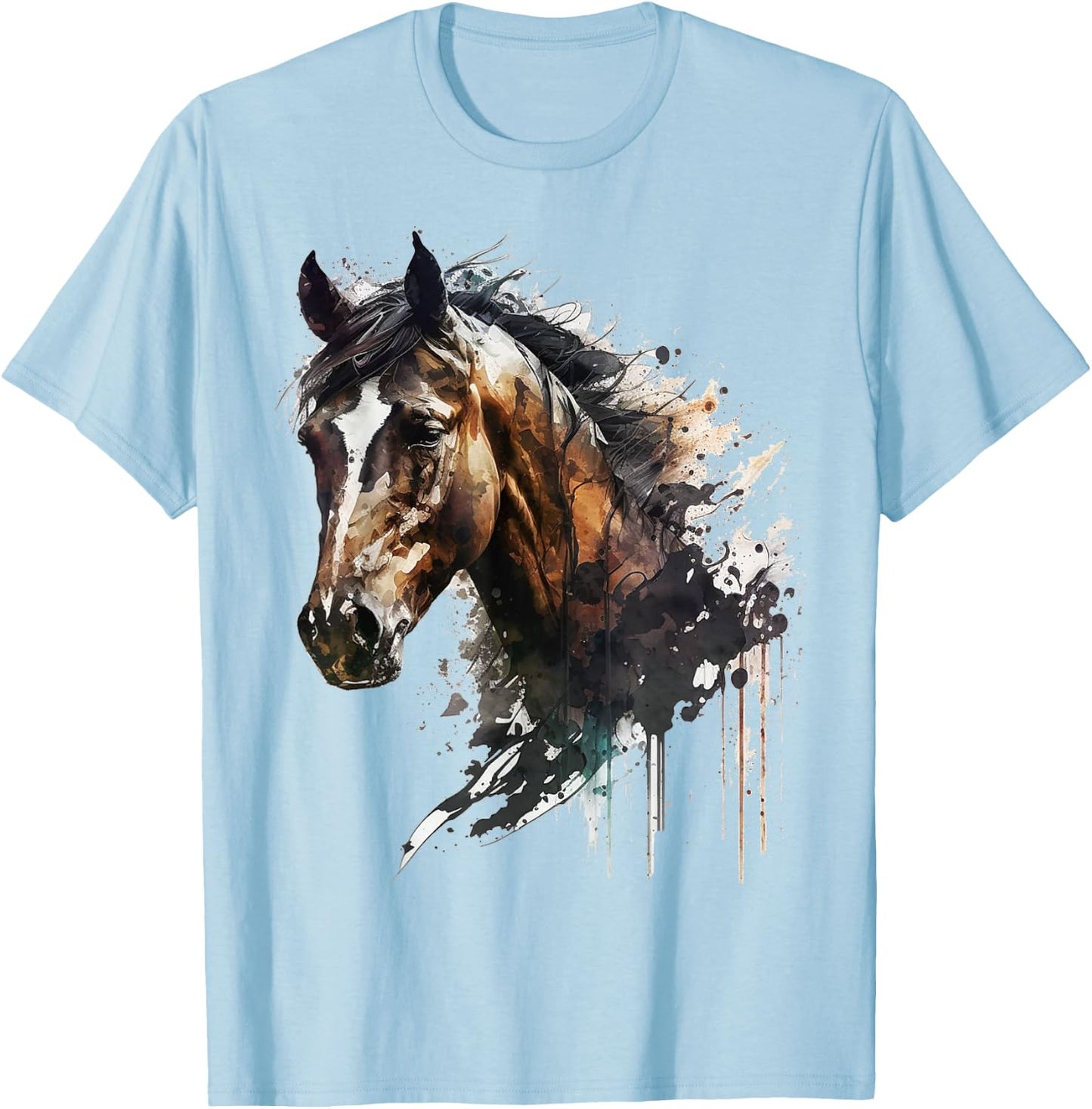 Pferd Reiten Kunst Tier Druck Pferdemotiv Pferd T-Shirt - T-Shirt | Light Blue
