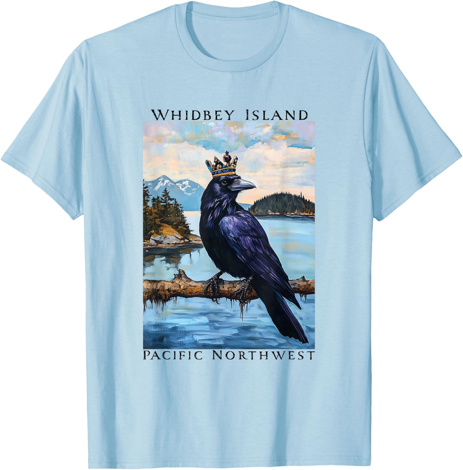 Whidbey Island Washington Crows Pacific Northwest Boating T-Shirt - T-Shirt | Light Blue