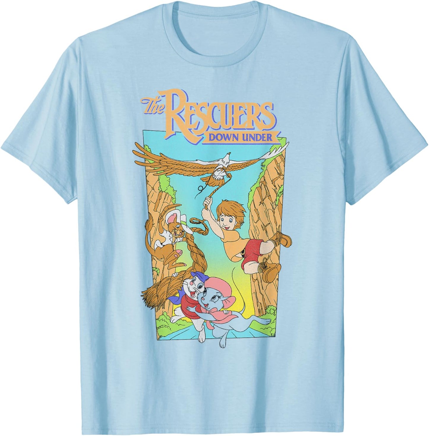 Disney Rescuers Cody Eagle Poster Style Distressed T-Shirt - T-Shirt | Light Blue