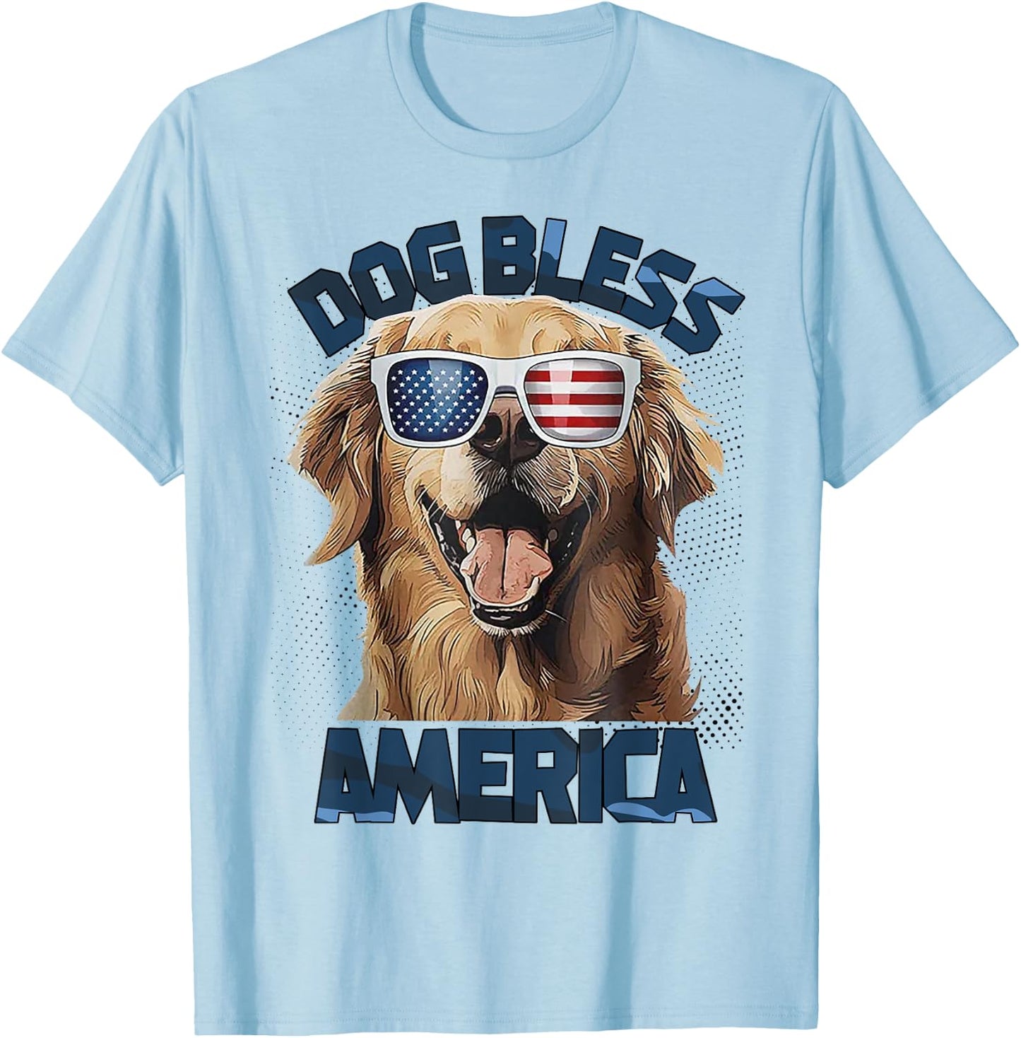 French Golden Retriever Dog Bless America Women T-Shirt - T-Shirt | Light Blue
