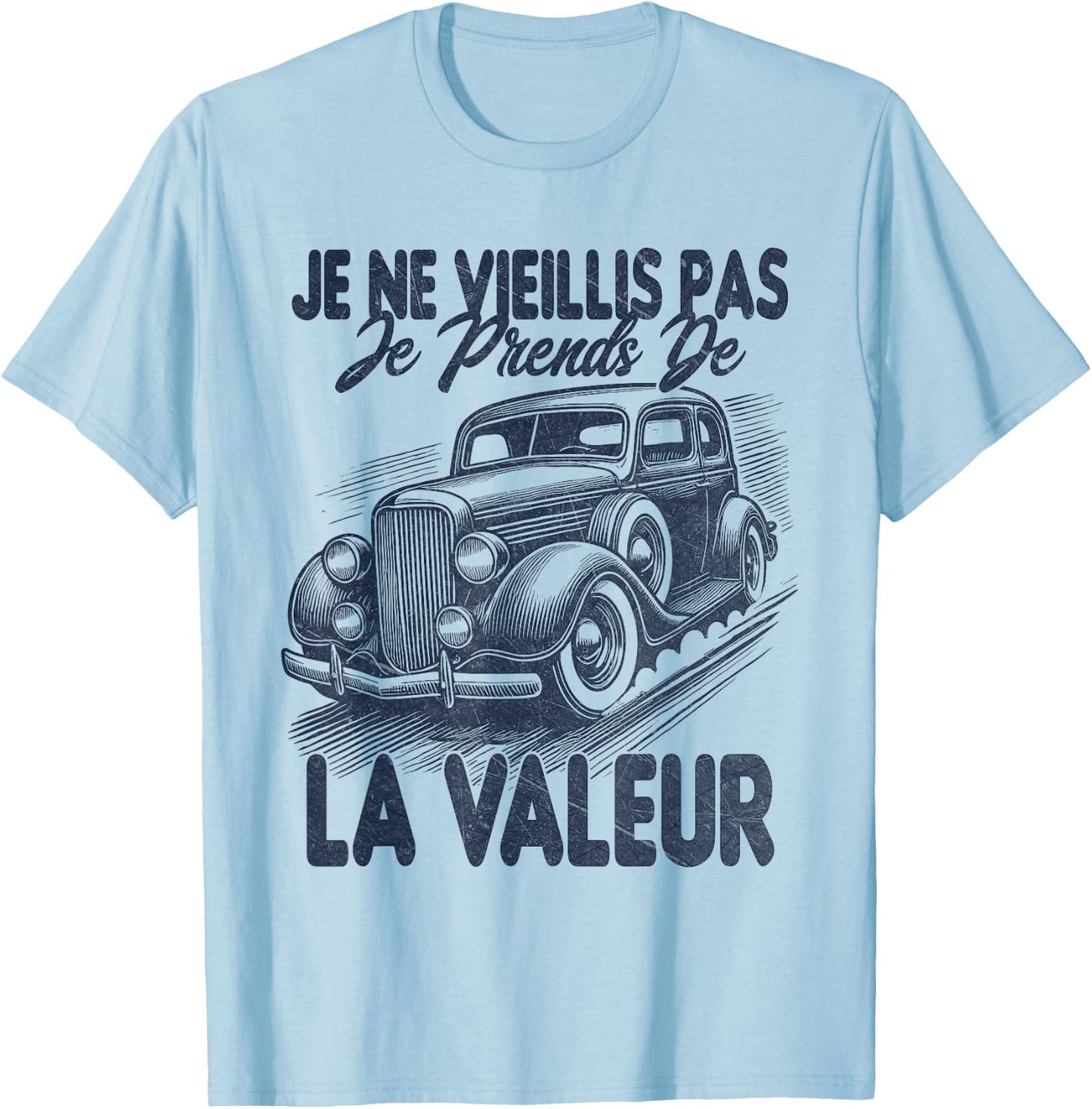 Men's Funny Funny Vintage Car , white, S T-Shirt - T-Shirt | Light Blue