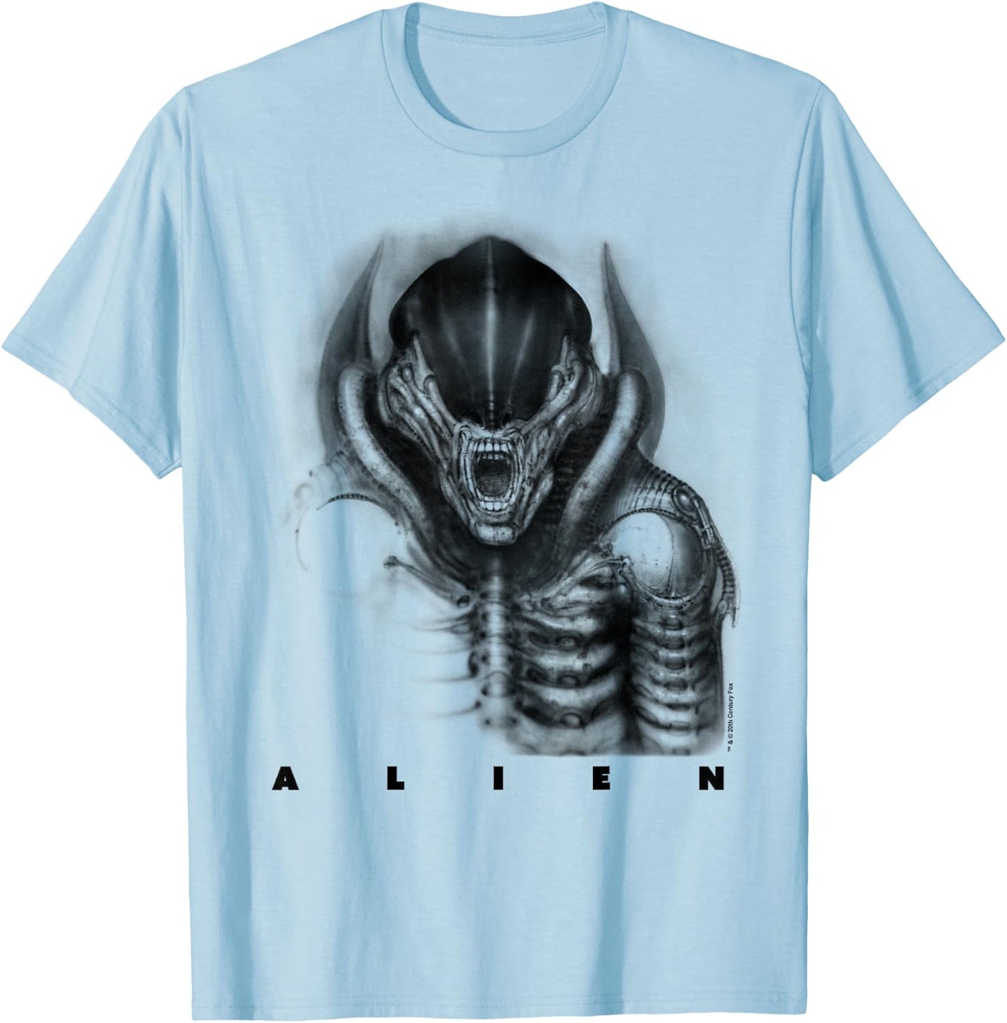 Aliens Iconic Epic Xenomorph Faded Big Chest Epic Portrait T-Shirt - T-Shirt | Light Blue