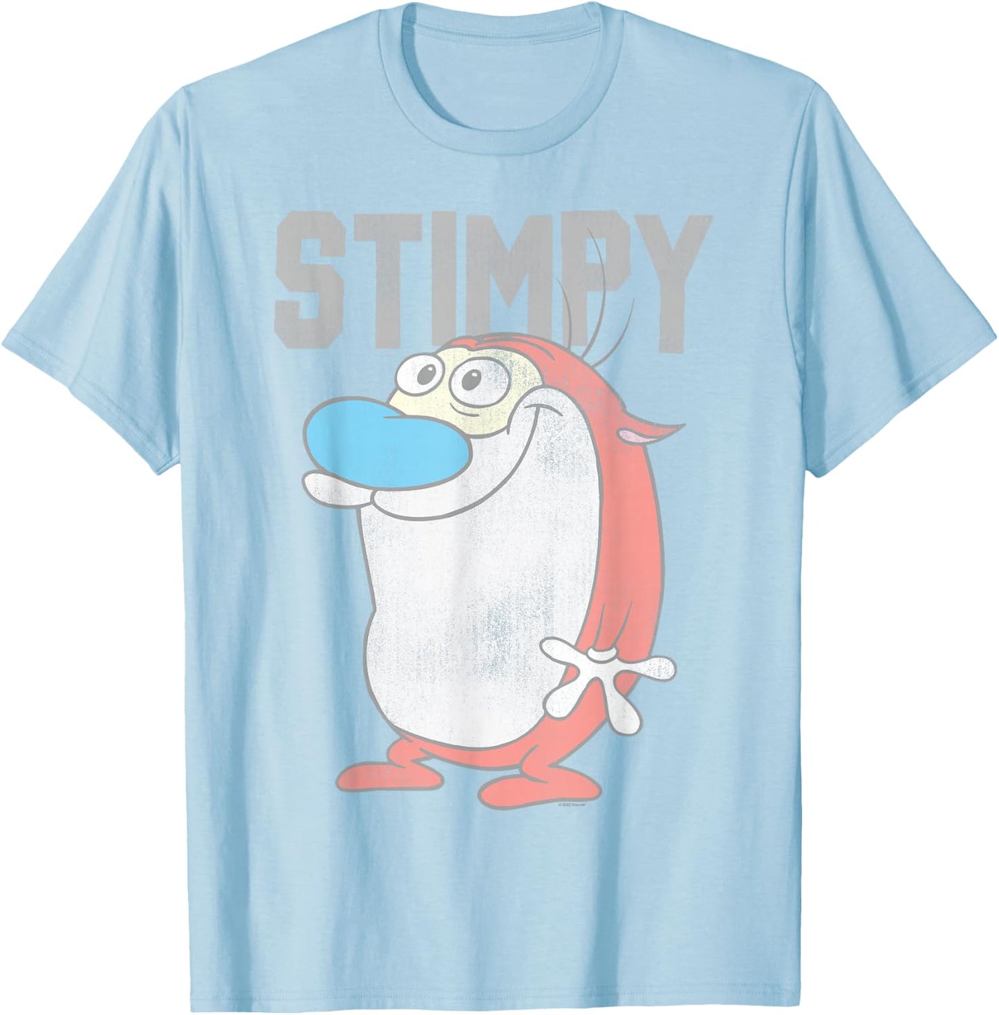 Ren and Stimpy College Stimpy , Weiß, S, Herren, , Cartoon, Klassisch, Polyester, Baumwolle, Halbarm T-Shirt - T-Shirt | Light Blue