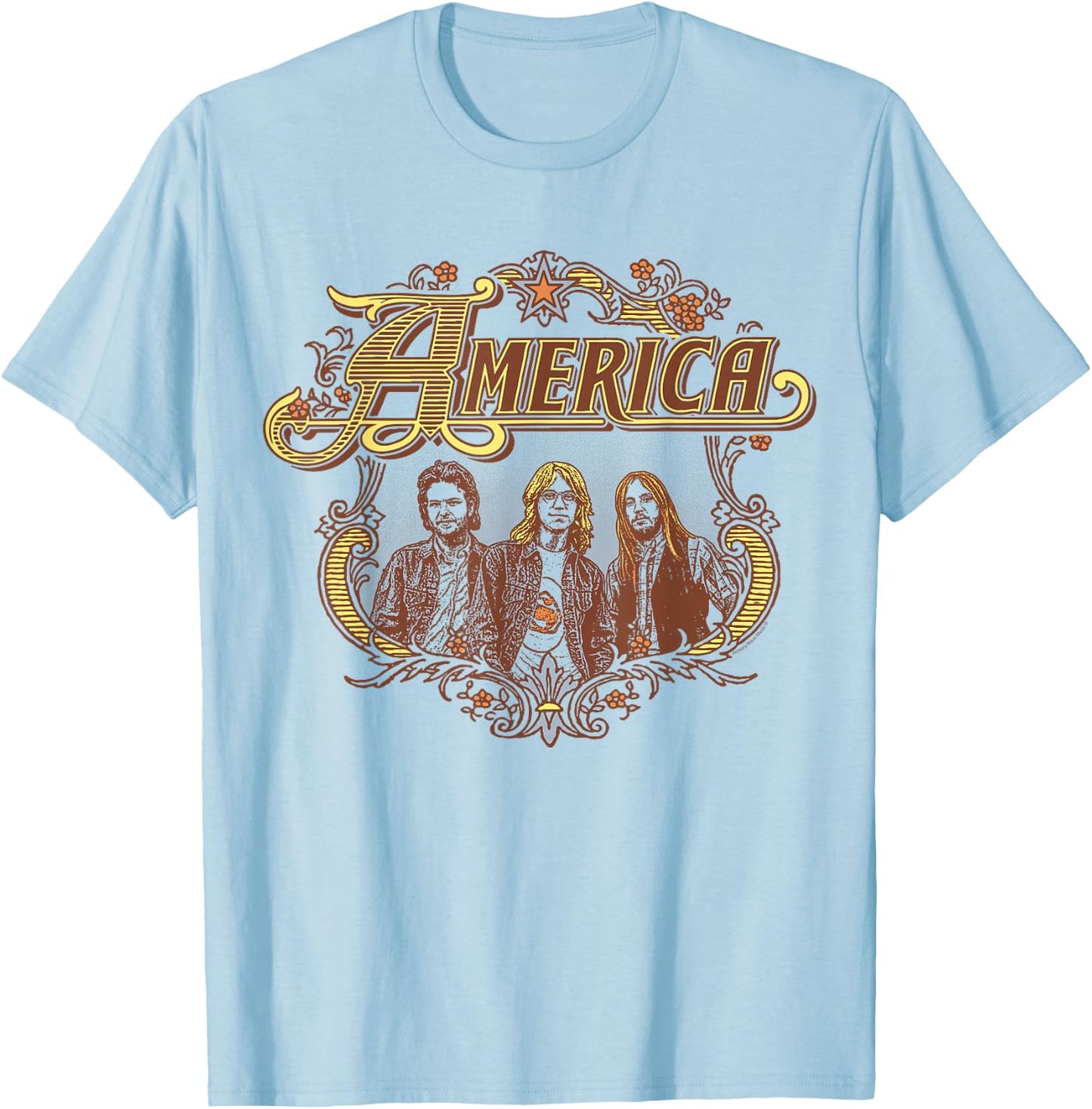 Official America the Band America Band Badge T-Shirt - T-Shirt | Light Blue
