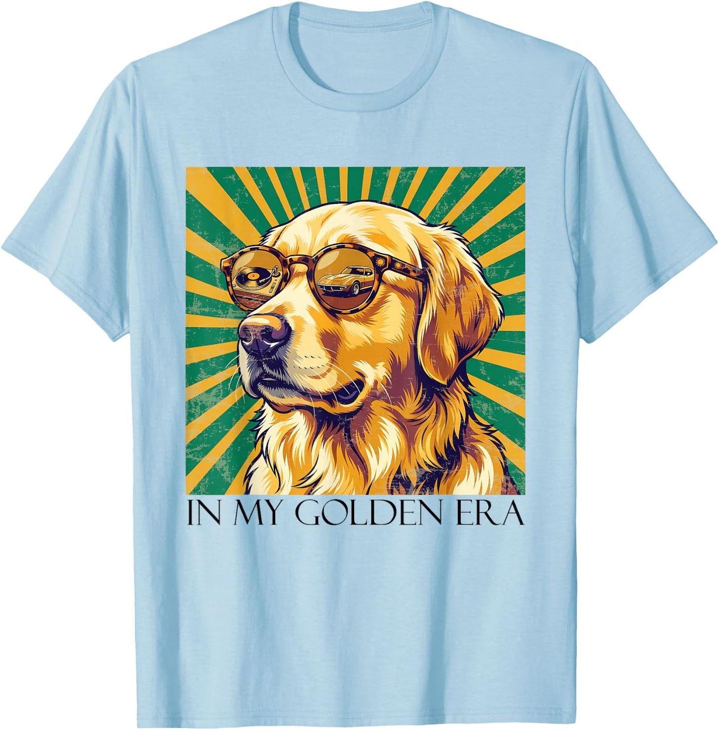 in My Golden Retriever 70s Era Funny Dog Graphic Women T-Shirt - T-Shirt | Light Blue