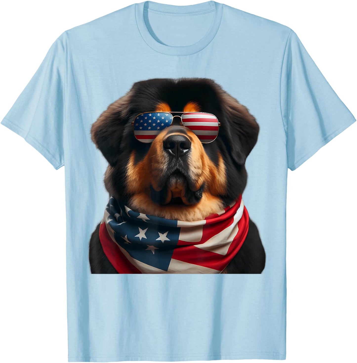 Tibetan Mastiff Dog 4th Of July American Independence Day T-Shirt - T-Shirt | Light Blue