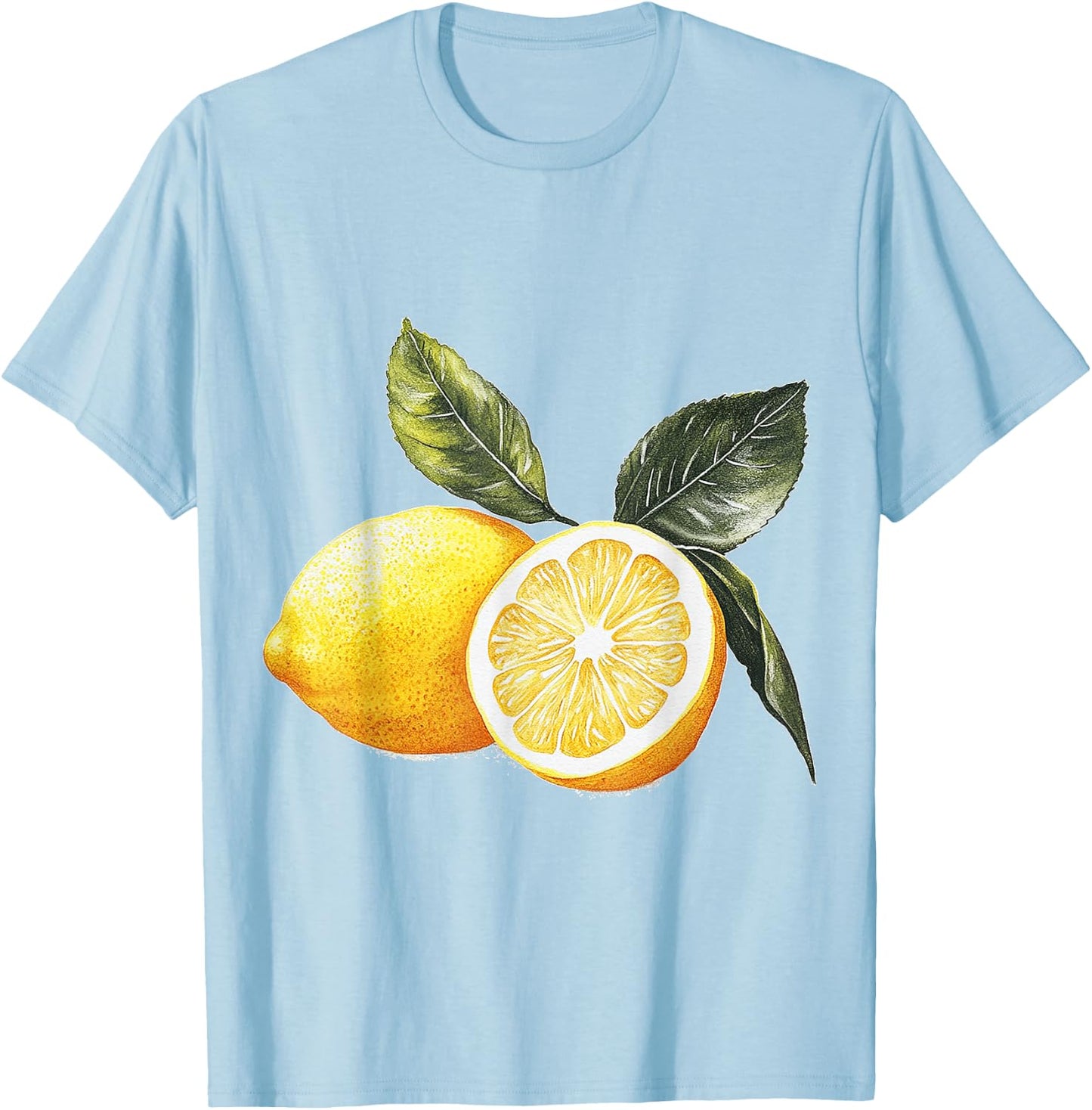 Lemon Fruit Graphic Lemon , White T-Shirt - T-Shirt | Light Blue