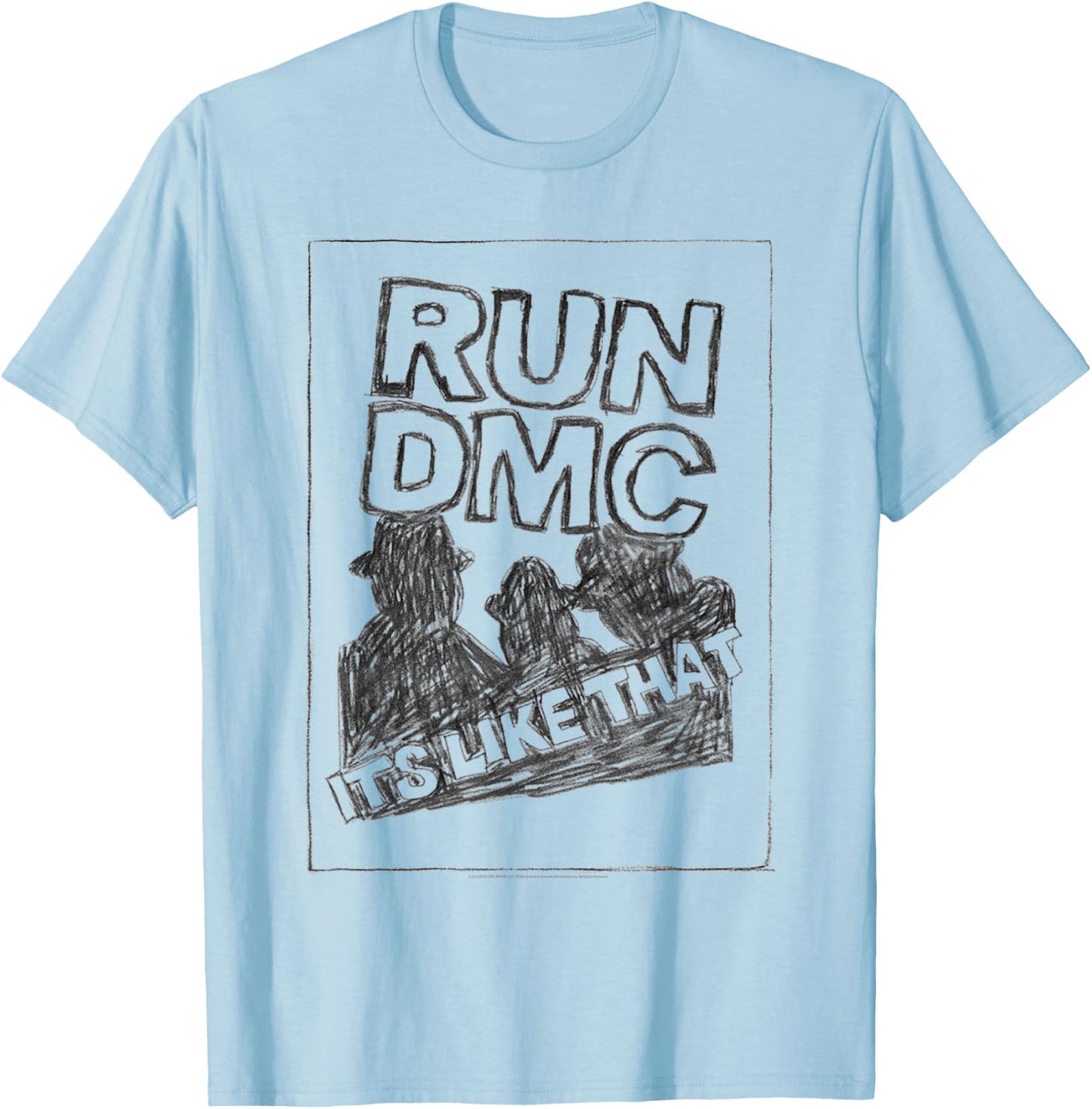 RUN--DMC Offiziell Lizenziertes Bravado It's Like That Sketch , Damen, -Jugendliche, -Erwachsene, Weiß, S, Kurzarm T-Shirt - T-Shirt | Light Blue