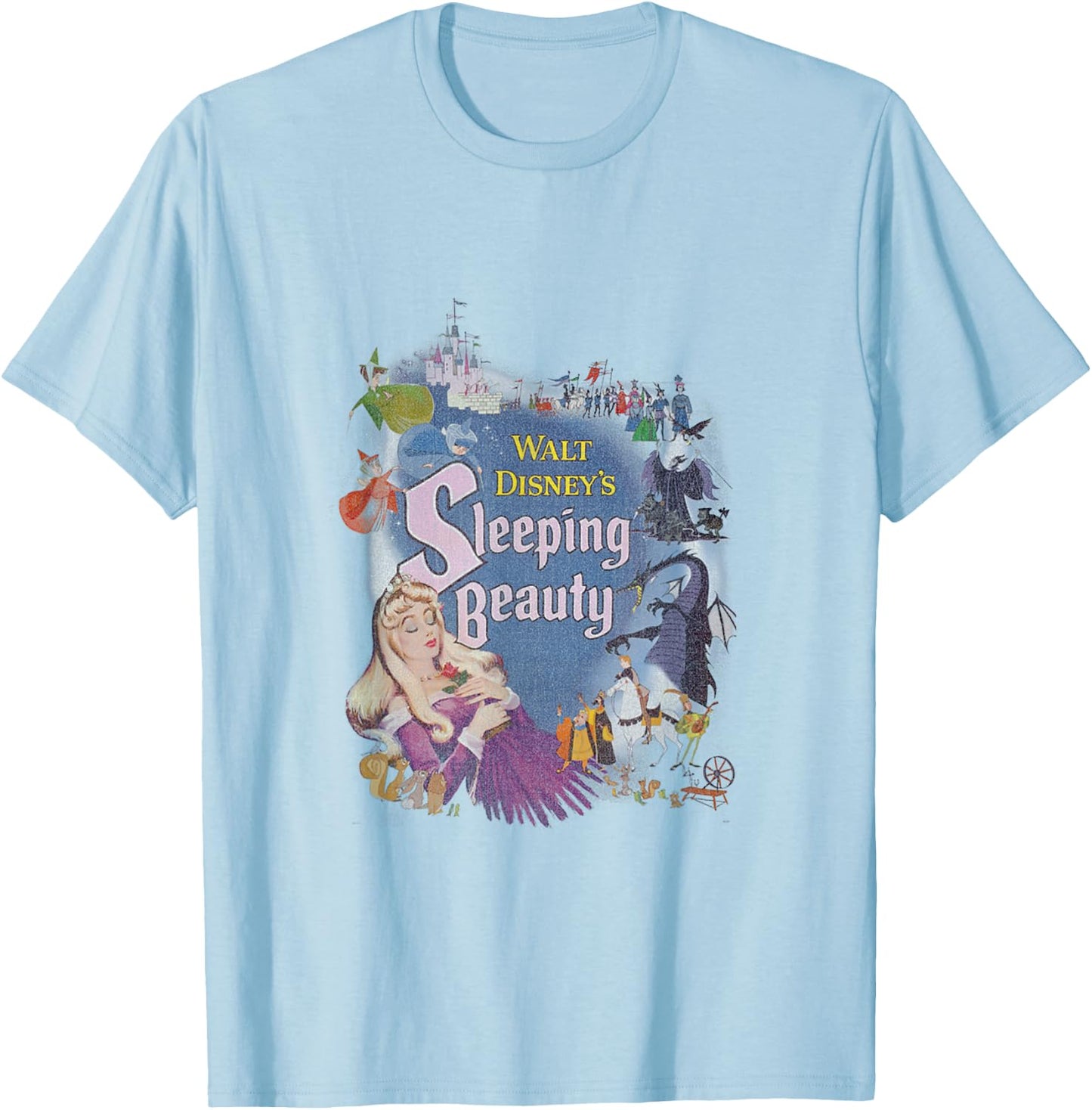 Disney Sleeping Beauty Classic Icons Movie Poster Small T-Shirt - T-Shirt | Light Blue