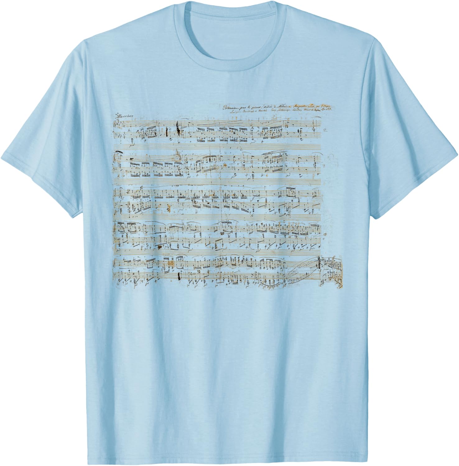 Handwritten Sheet Music of Polonaise by Chopin T-Shirt - T-Shirt | Light Blue
