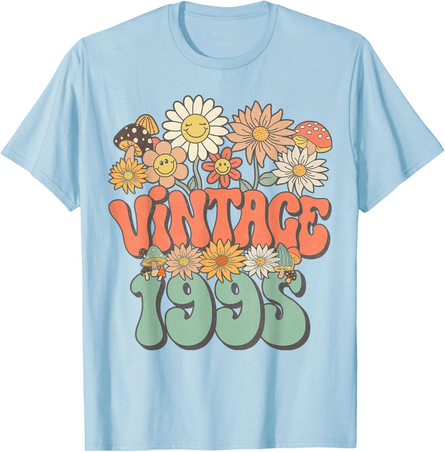 Vintage 1995 Floral Hippie Groovy Daisy Flower 30th Birthday T-Shirt - T-Shirt | Light Blue
