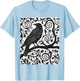 Crow in Linocut Raven Viking Crows Norse Mythology T-Shirt - T-Shirt | Light Blue