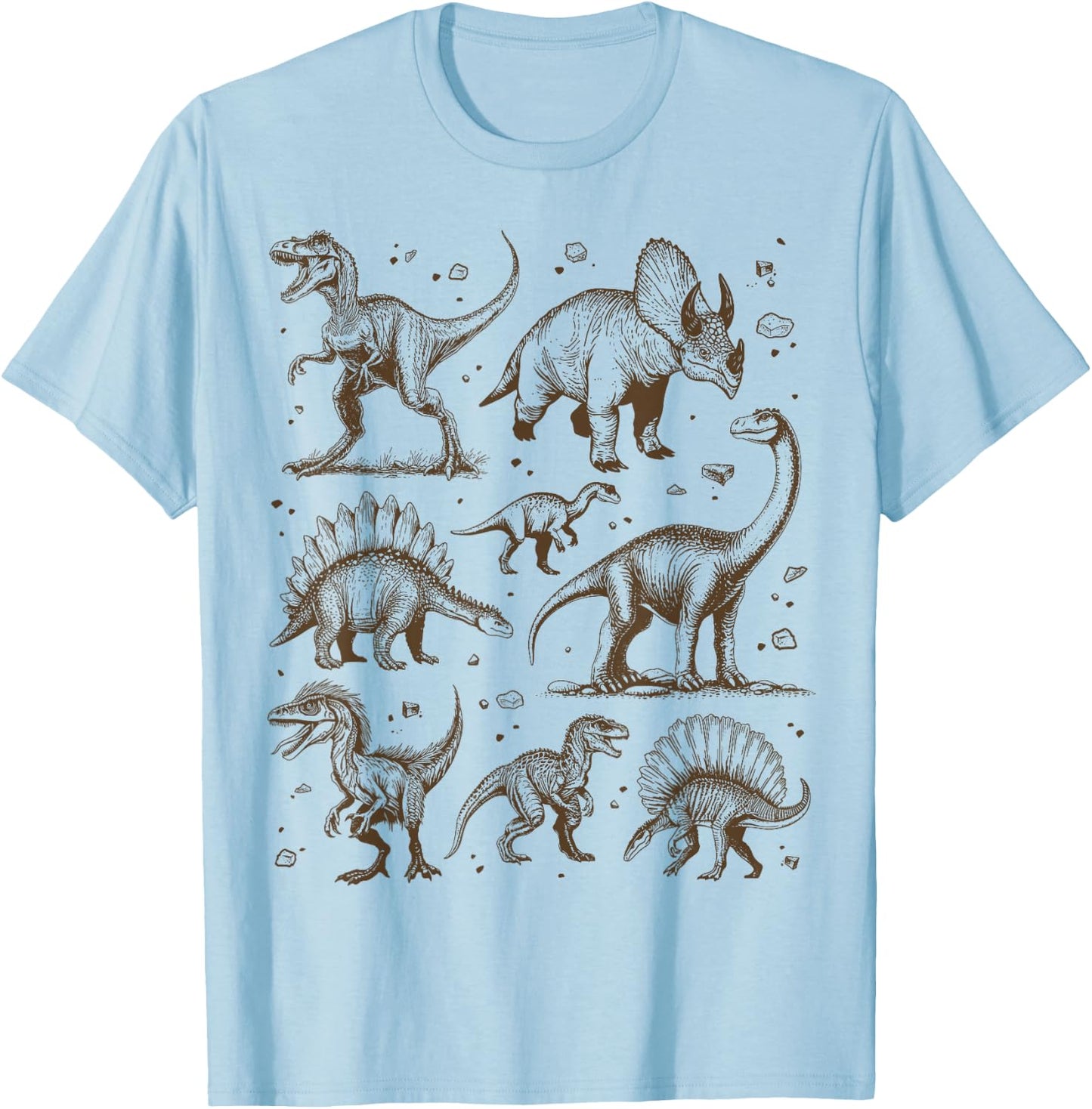 Dinosaur Paleontology Science Biology T-Rex Vintage Graphic , grey, S T-Shirt - T-Shirt | Light Blue