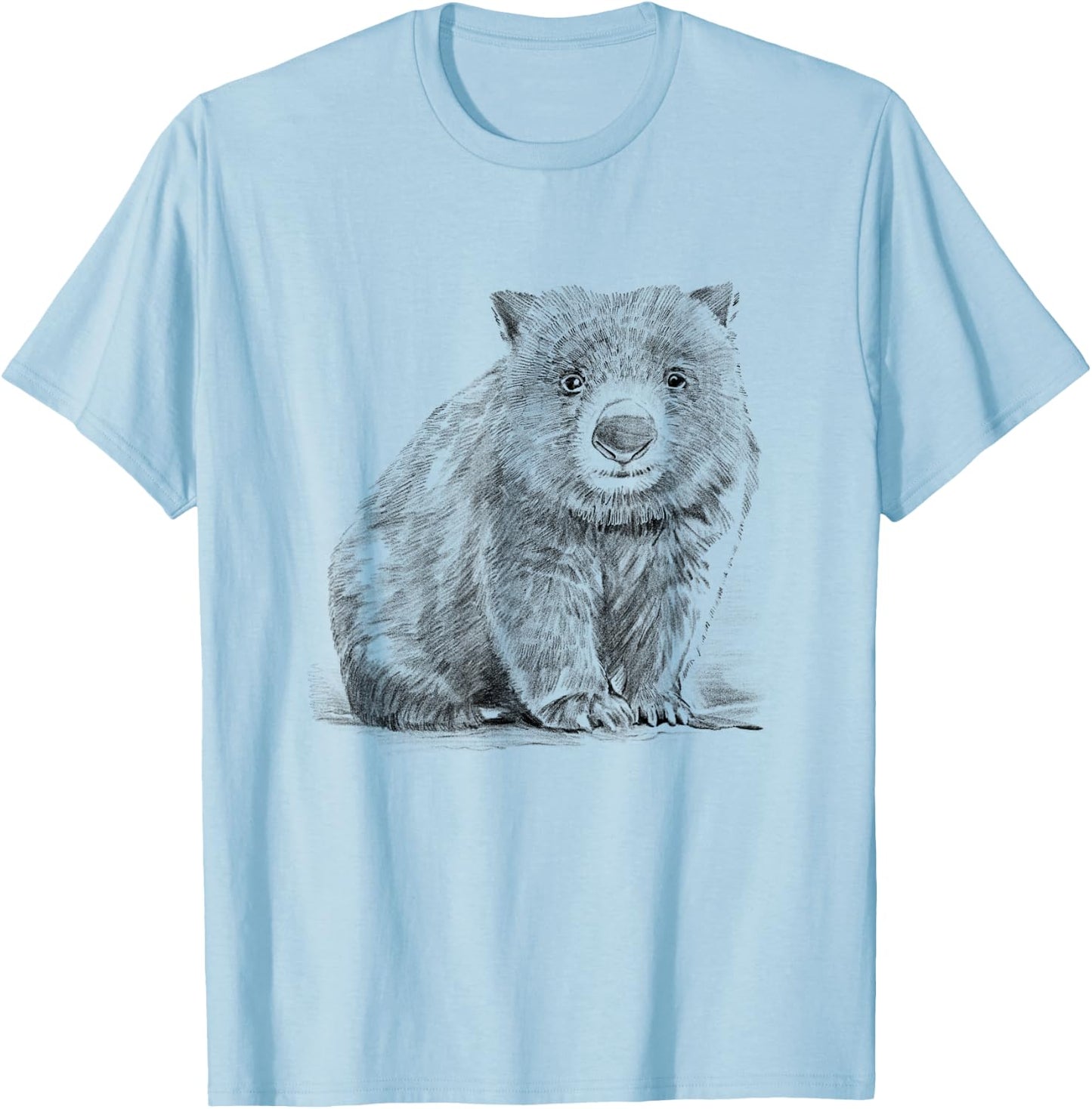 Wombat Pencil Drawing , White T-Shirt - T-Shirt | Light Blue
