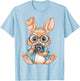 Rabbit Holding Camera Photographer Easter Bunny Cameraman T-Shirt - T-Shirt | Light Blue