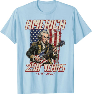 Washington Guitar America 250 250th Anniversary 4th of July T-Shirt - T-Shirt | Light Blue