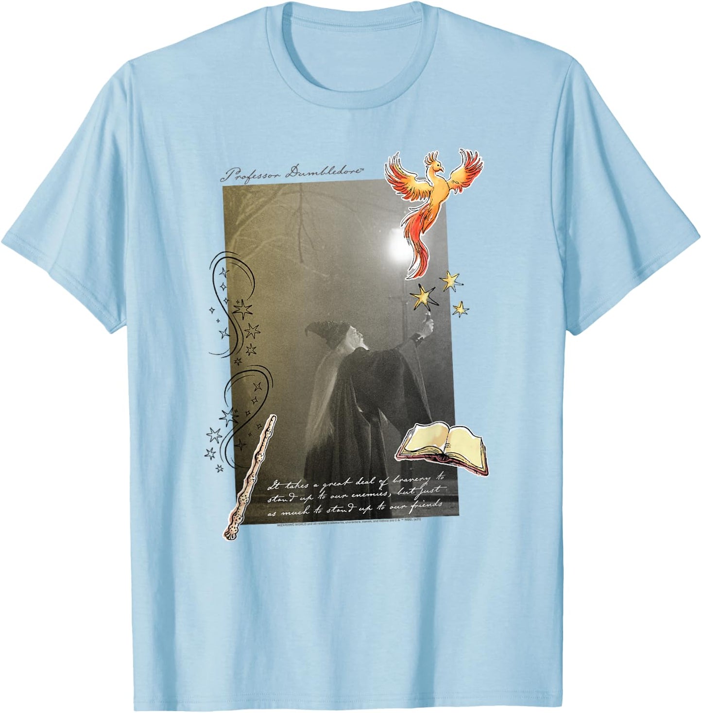 Harry Potter Dumbledore Quote and Fawkes T-Shirt - T-Shirt | Light Blue