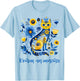 Kitty for Luck Ukrainian Cat Floral Ukraine Flag Vyshyvanka T-Shirt - T-Shirt | Light Blue