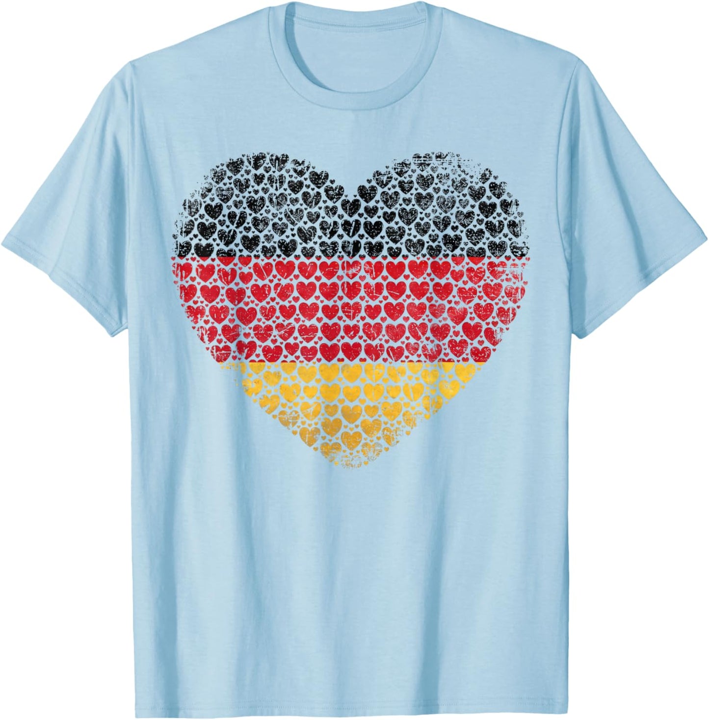 Deutschland Flaggenherz aus kleinen Herzen Schwarz Rot Gold T-Shirt - T-Shirt | Light Blue