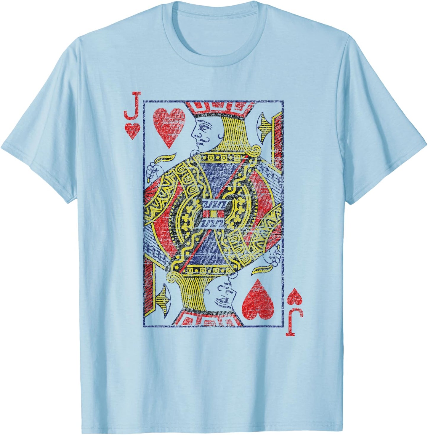 Bube of the Hearts Playing Cards Costume Poker Distressed T-Shirt - T-Shirt | Light Blue