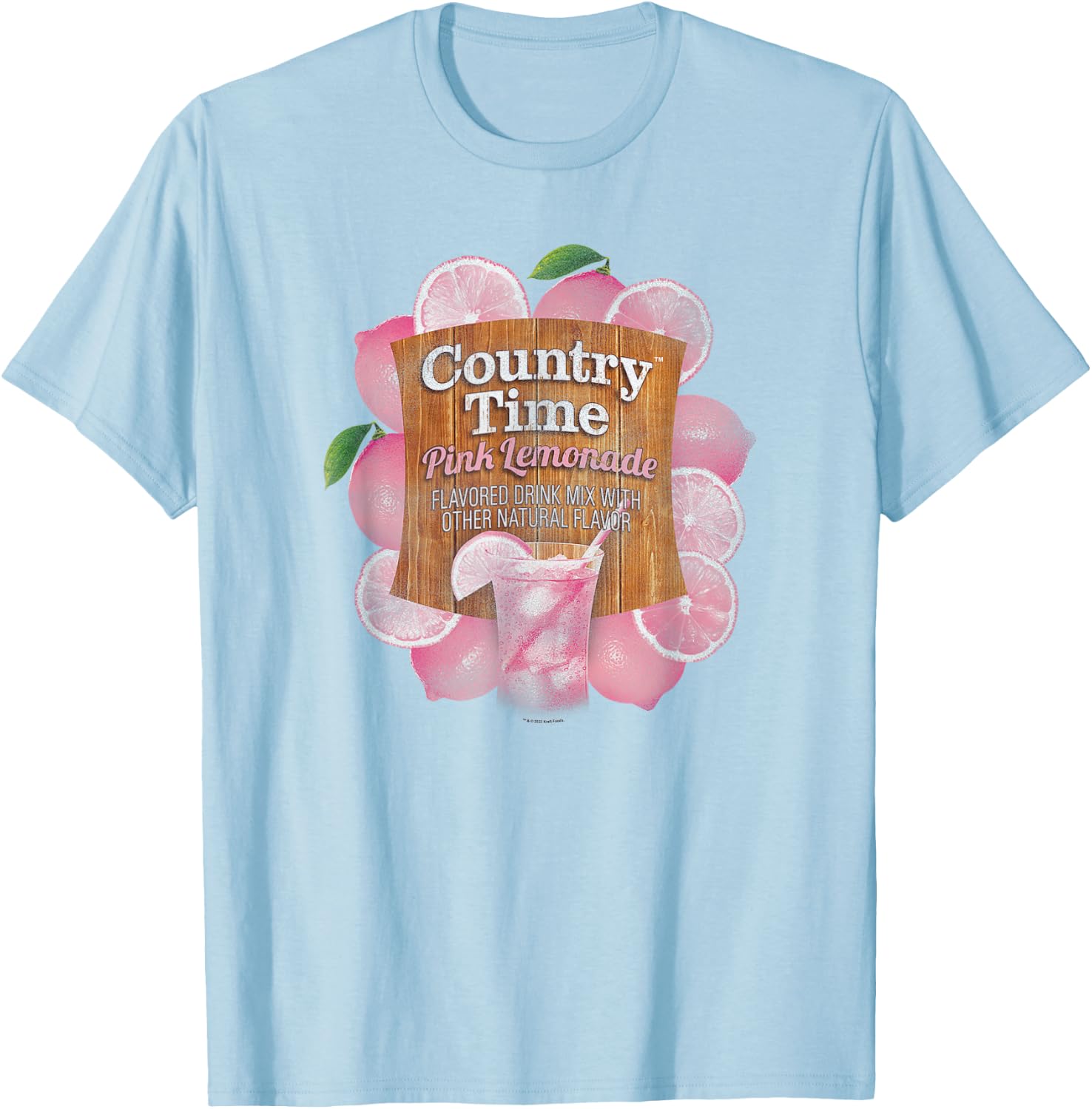 Country Time Pink Lemonade Classic Beverage Logo T-Shirt - T-Shirt | Light Blue