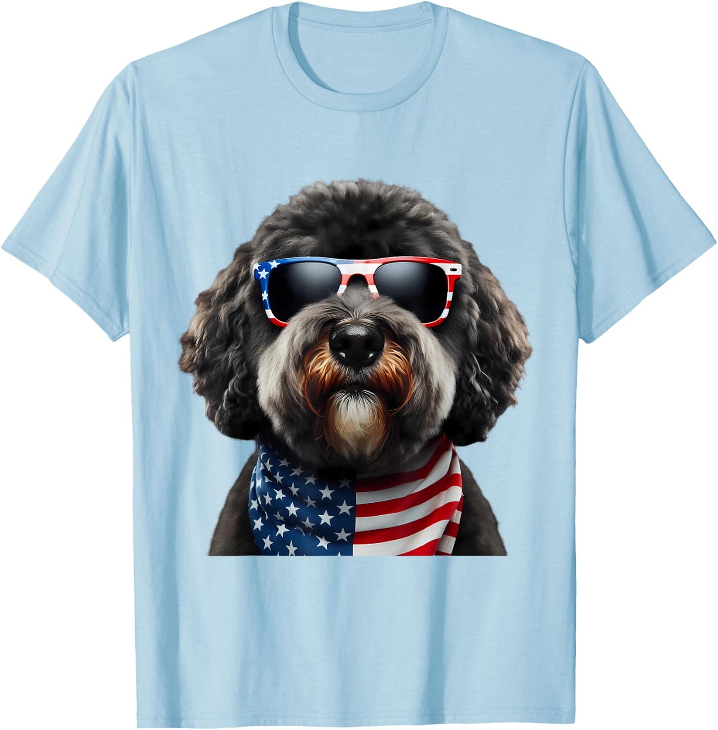 Portuguese Water Dog American 4th Of July Incependence Day T-Shirt - T-Shirt | Light Blue