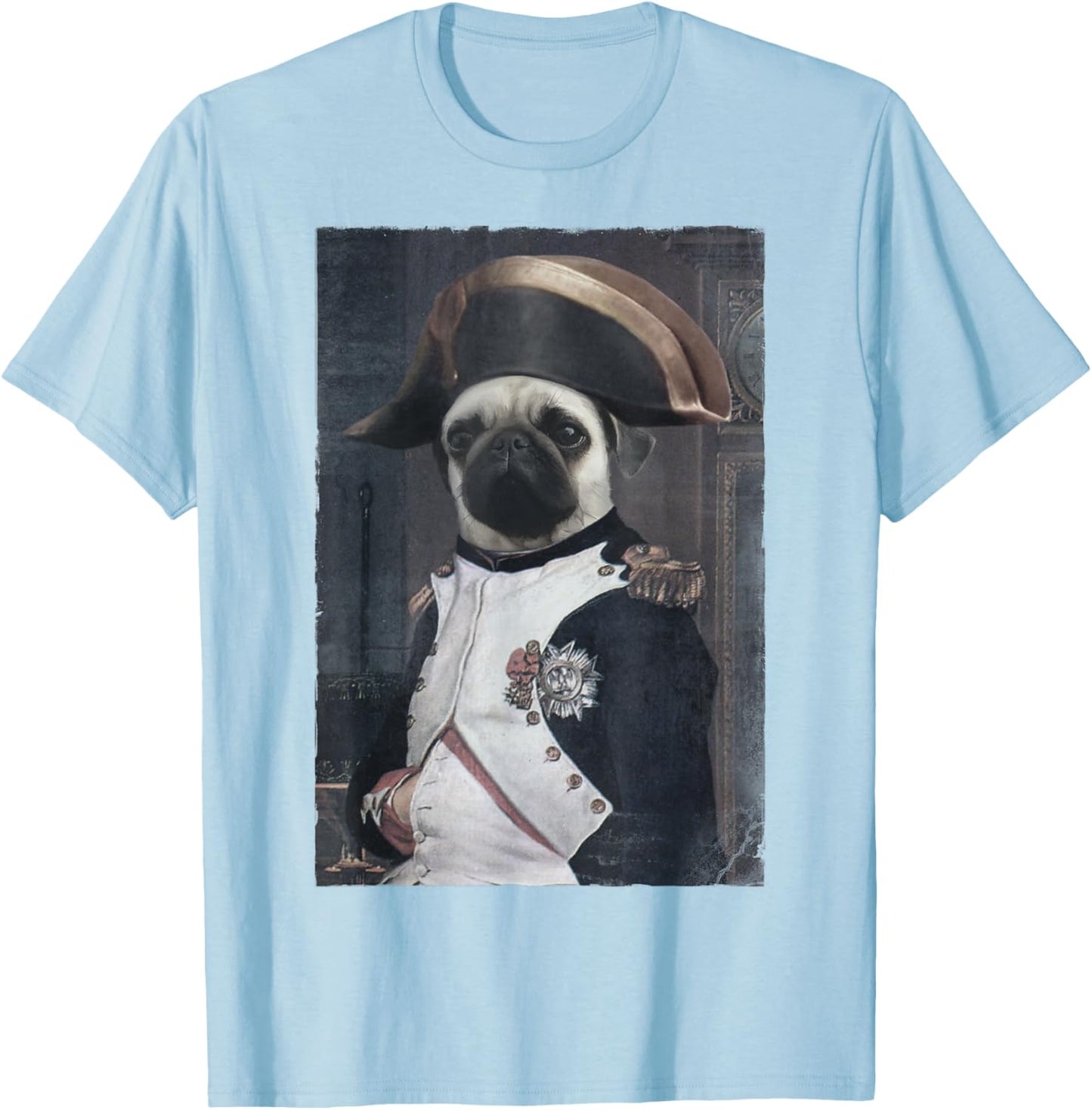 Napoleon Pug Napugleon Portrait Funny T-Shirt - T-Shirt | Light Blue