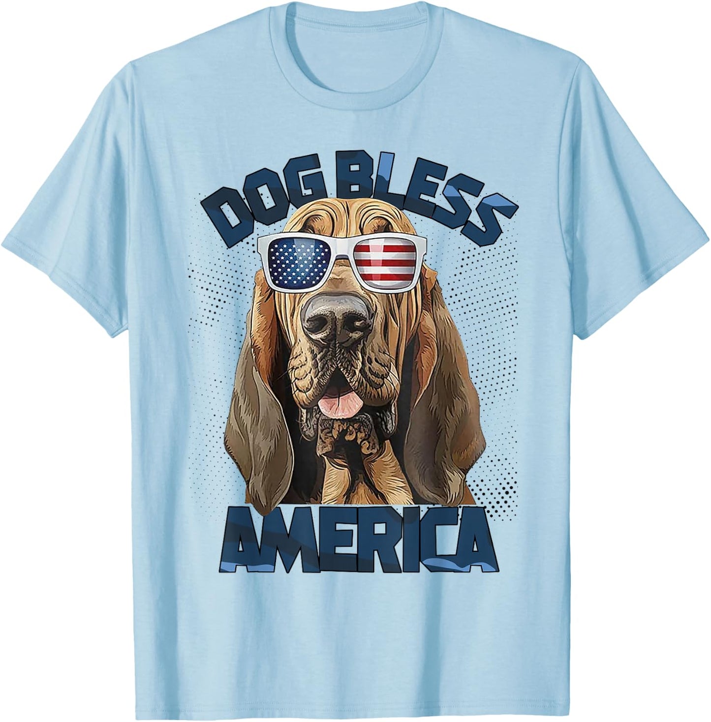 Blood Hound Dog Bless America T-Shirt - T-Shirt | Light Blue