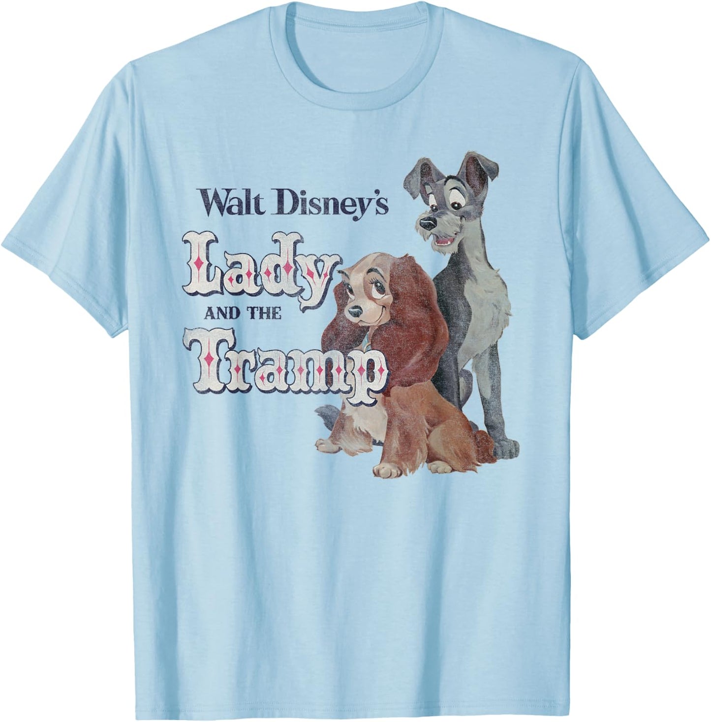 Disney Lady And The Tramp Classic Logo , white, S T-Shirt - T-Shirt | Light Blue