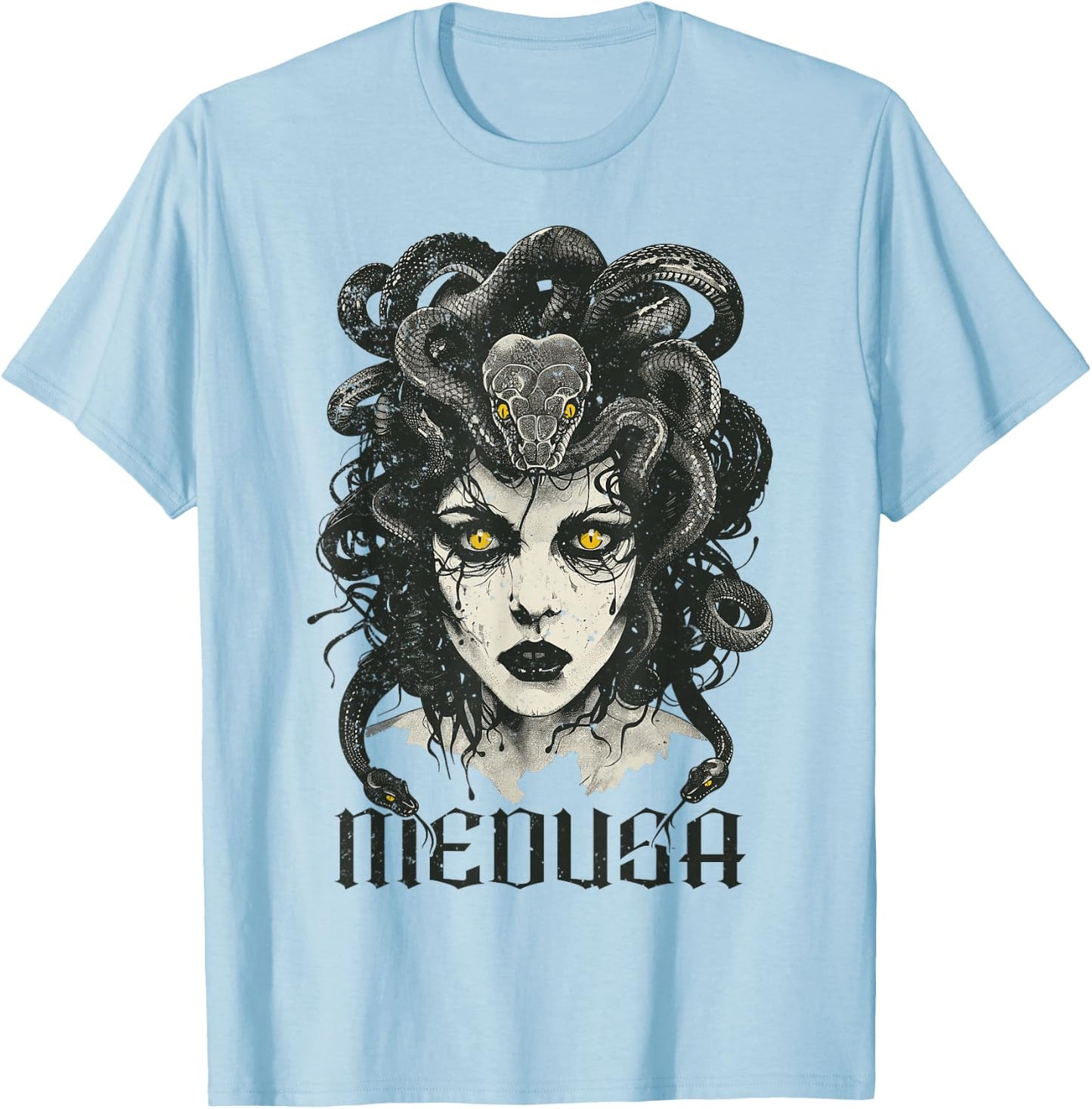 Medusa Greek Mythology Goddess with Snake Hair T-Shirt - T-Shirt | Light Blue