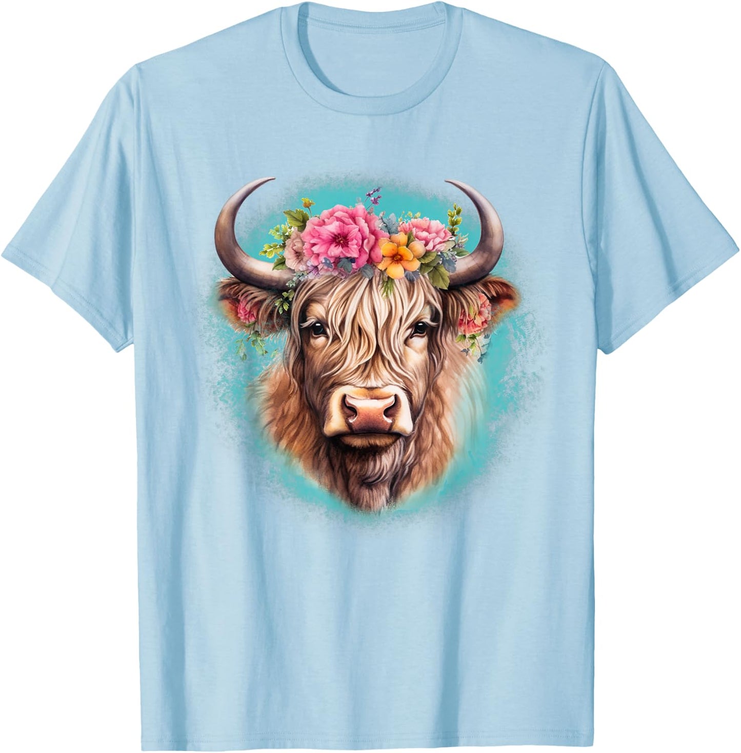 Highland Cow T-Shirt - T-Shirt | Light Blue