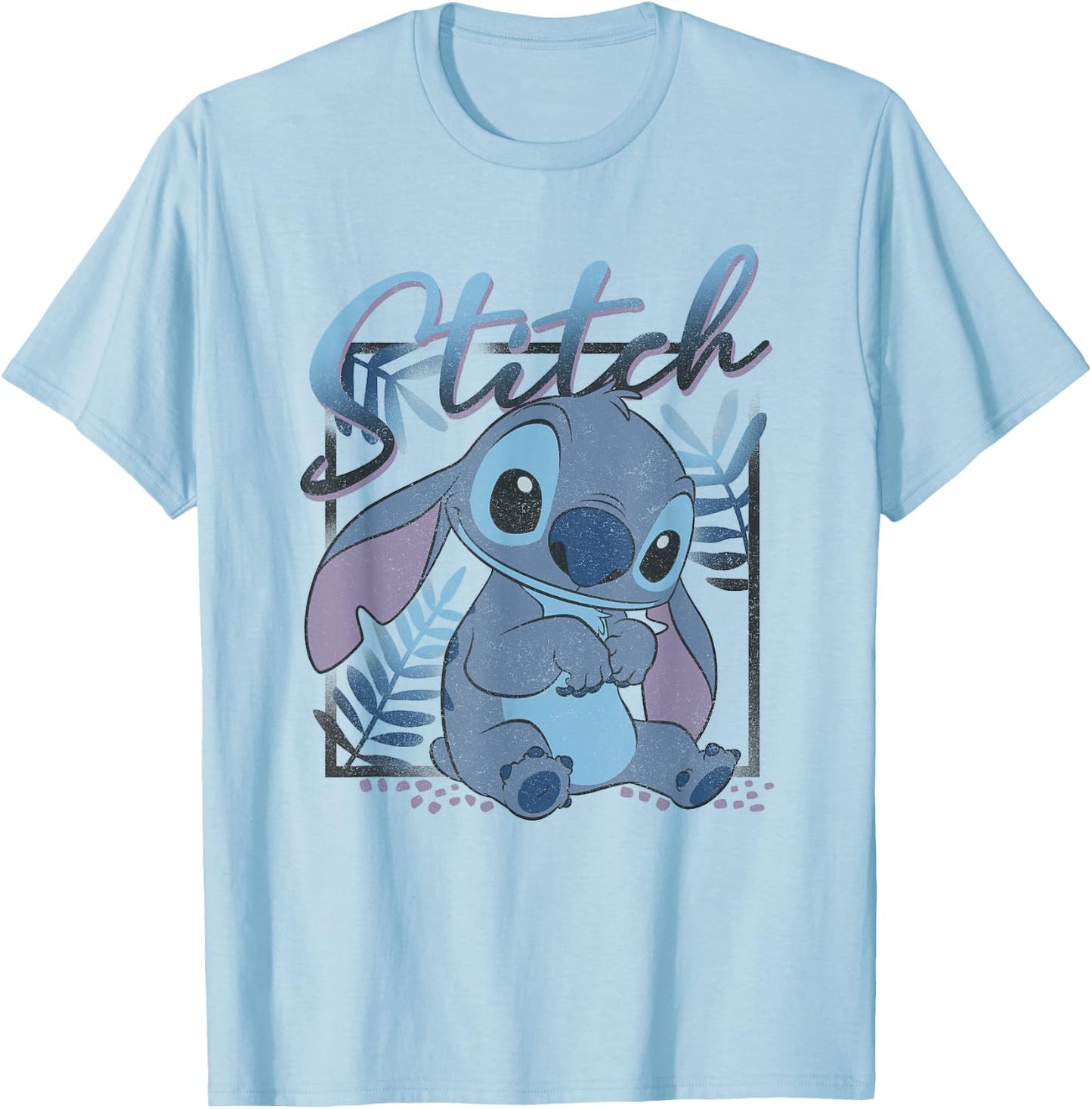 Disney Lilo & Stitch Tropic Blue Leaf Stitch , White T-Shirt - T-Shirt | Light Blue