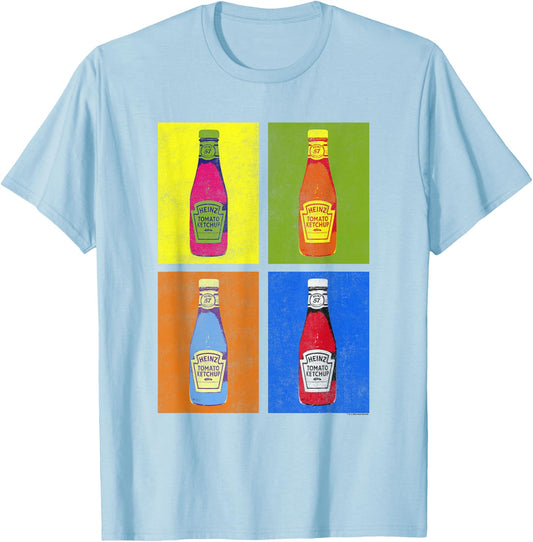 Heinz Tomato Ketchup Pop Art Retro Panels Big Chest Poster T-Shirt - T-Shirt | Light Blue