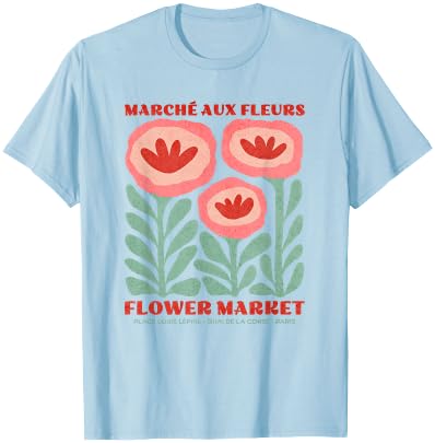Women's Paris Botanical Market Flower Top T-Shirt - T-Shirt | Light Blue