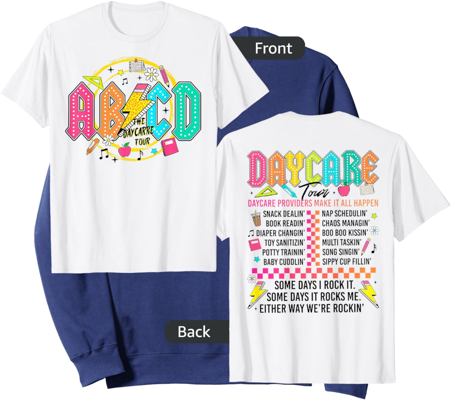 (2sided Front+Back) Retro The Daycare Tour, ABCD lightning Sweatshirt - Sweatshirt | Navy