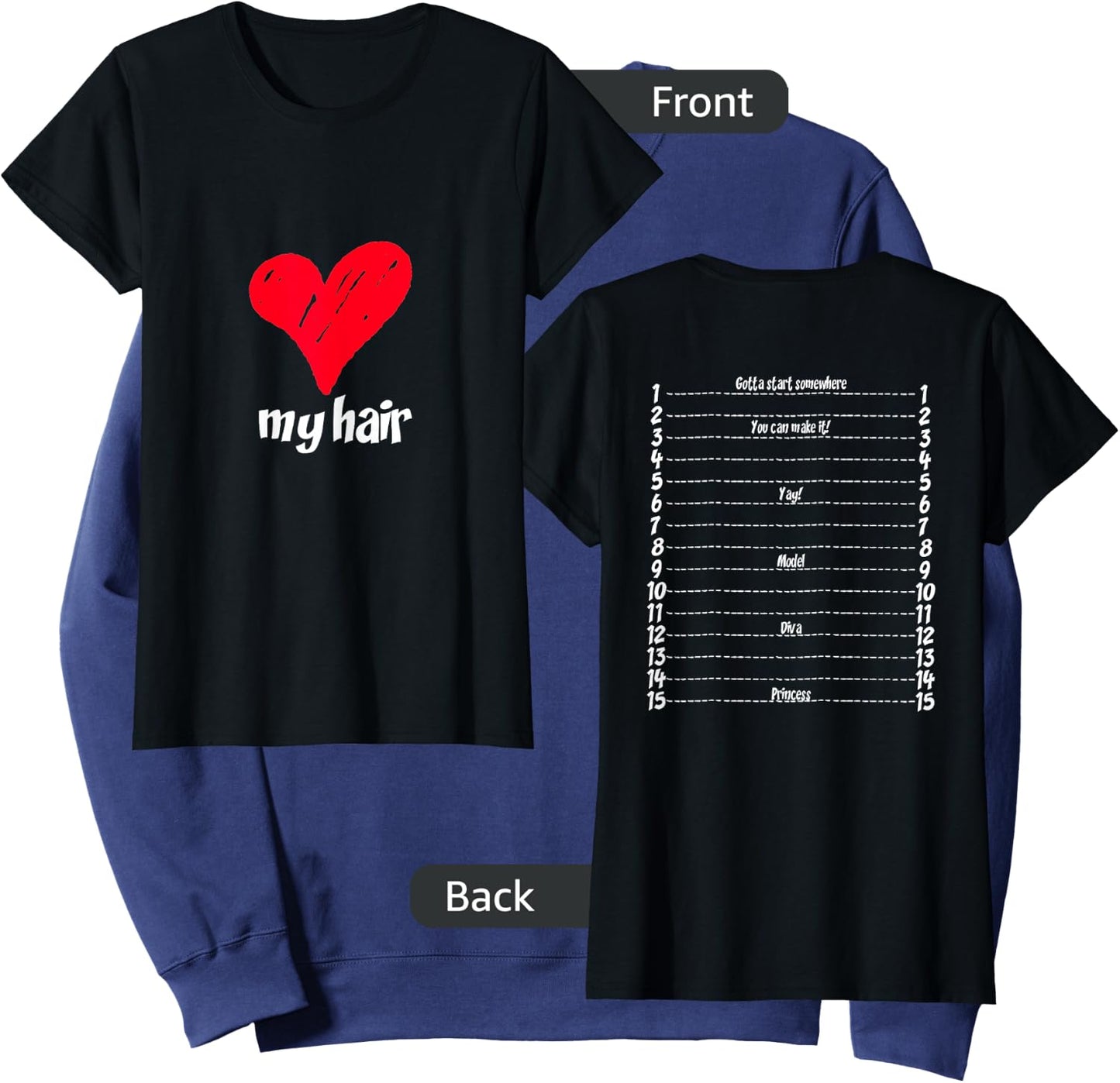 Hair Length Check Measurement with Backprint Love My Hair Sweatshirt - Sweatshirt | Navy