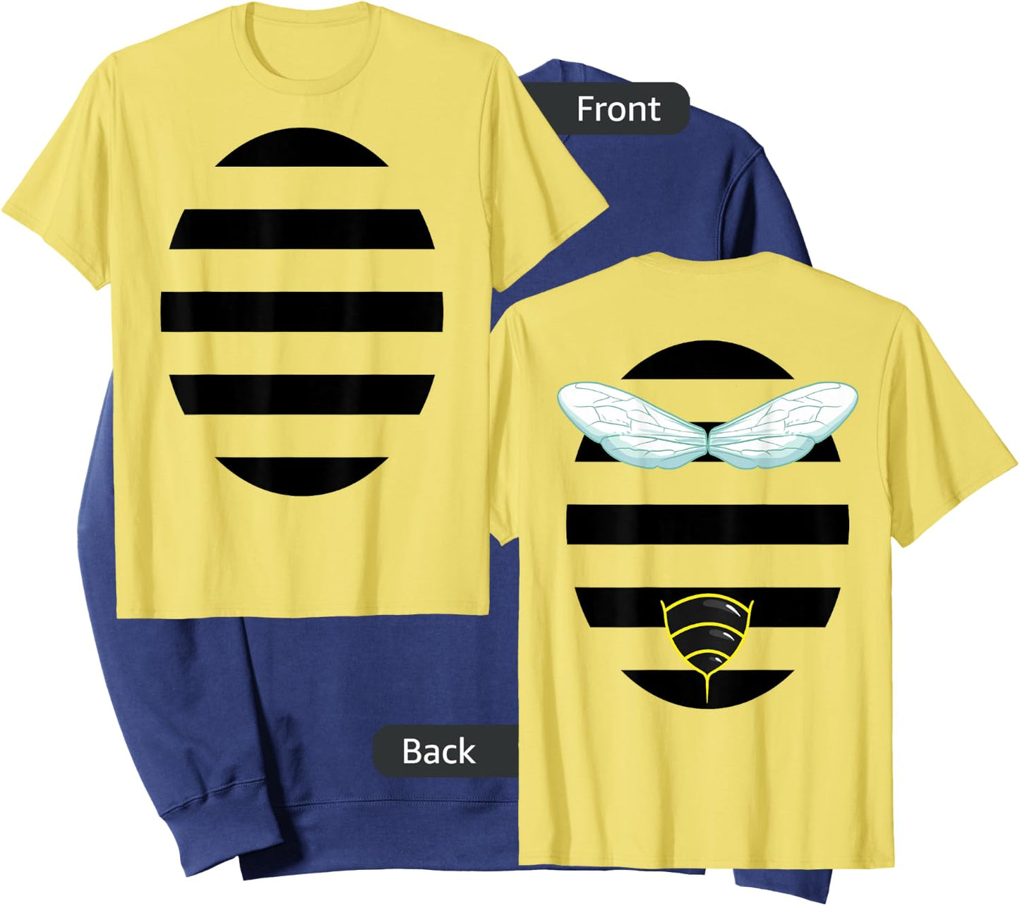 Bumblebee Costume Stripes Wings Stinger Front and Back Sweatshirt - Sweatshirt | Navy